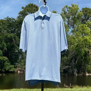 Men's Polo Golf Ralph Lauren 100% Pima Cotton Blue & White Pinstripe Logo Shirt